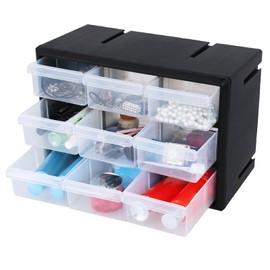 Xeabia 9-Drawer Plastic Parts Storage Cabinet, Drawer Part Organizer, Black