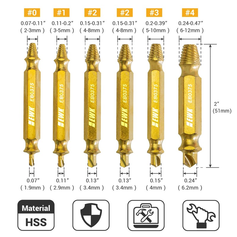 EWK 6 Pcs Screw Extractor Set - 2 in 1