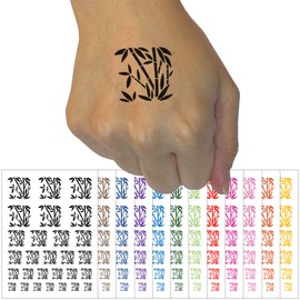 Bamboo Plants Temporary Tattoo Water Resistant Fake Body Art Set Collection - Light Pink (One Sheet)