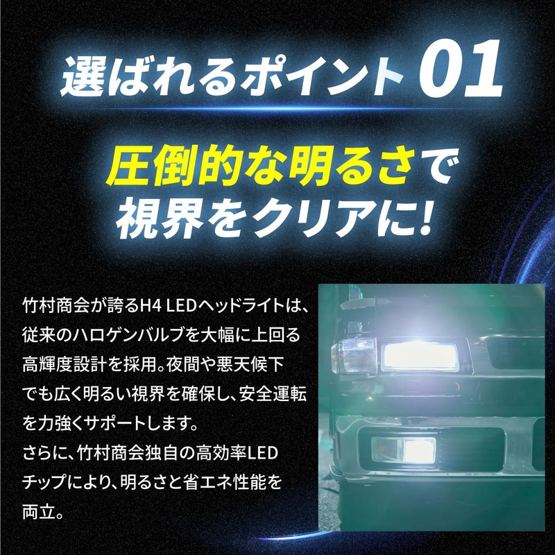 Takenous Takemura Trading 24v H4 LED Headlight Truck Bus 8,000lm