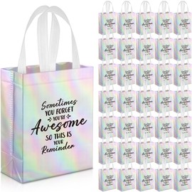 36 Pcs Thank You Reusable Gift Bags Employee Appreciation Gift Bags Sometimes You Forget You're Awesome Team Appreciation Gift for Employee Teacher Student Coworker Secretary Assistant Gift(Silver)