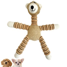 FOily TOily Dog Toy, Chewing Toy, Durable, Stuffed Animal for Dogs, Sounds, Brushing Teeth, Pulling, Small, Medium Dogs, Present, Gift (Bear)