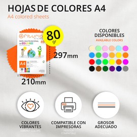 Pack of 100 Sheets of A4 80g Coloured Paper for Crafts, Printers, Scrapbooking - Ideal Origami, Papyroflexia, Office and School (Grey, 100 h)