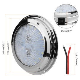 RVZONE Marine Boat Dome Light 12V LED Boat Interior Lights with Toggle Switch 5.5" LED Boat Cabin Light with Stainless Steel Surface Mount