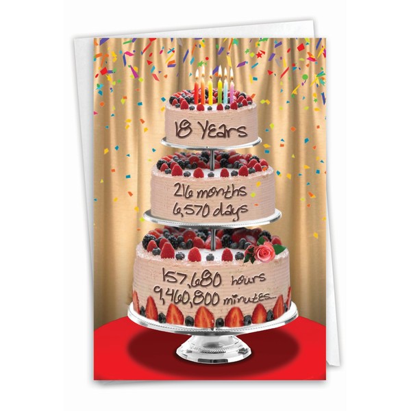 NobleWorks - 18th Happy Birthday Notecard with Envelope - Fun