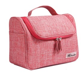 Makeup Bag Travel Cosmetic Makeup Organizer Hanging Toiletry Bag with Hook Pink