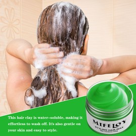 4.23 oz Grünu Temporary Hair Dye, Green Instant Hair Cream Mud, Natural Hair Colour Hairstyle Pomade, Unisex Styling Hair Tone Wax, 120 g Hair Wax for Party, Cosplay, Halloween, Christmas