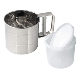 Dr. Oetker Einhand-Mehlsieb Edelstahl, Handsieb, inklusive Aufbewahrungsbox, Profi-Küchensieb, Menge: 1 Stück