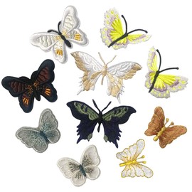 Mililanyo 10 Pieces Iron on Butterfly Patches Butterfly Applique Patches Embroidered Butterfly Sew on Patch Applique for DIY Accessory