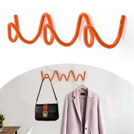 Bumtosc Coat Rack Wall Mount, Creative Wave Wall Hooks 20KG Capacity, Easy Installation, Multi-Purpose Hooks for Coat, Hat, Bag, Umbrella (Orange, 29cm x 7.5cm (11.41" x 2.95"))