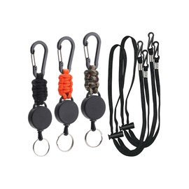 Amusingtao 3 Pcs Retractable Keyring, Heavy Duty Carabiner Keychain Reel Clips Extendable Key Chain with 60cm Extendable Steel Wire and 2pcs windproof ropes,Retractable Badge Reel for ID Card Holder