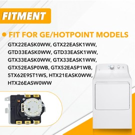 WE04X25280 Dryer Timer for GE Hotpoint Electric Dryer GTD33EASK0WW GTX22EASK0WW GTX33EASK0WW GTX52EASP0WB HTX21EASK0WW HTX26EASW0WW Replace 234D2377P005 WE04X25280 TMD1EM35