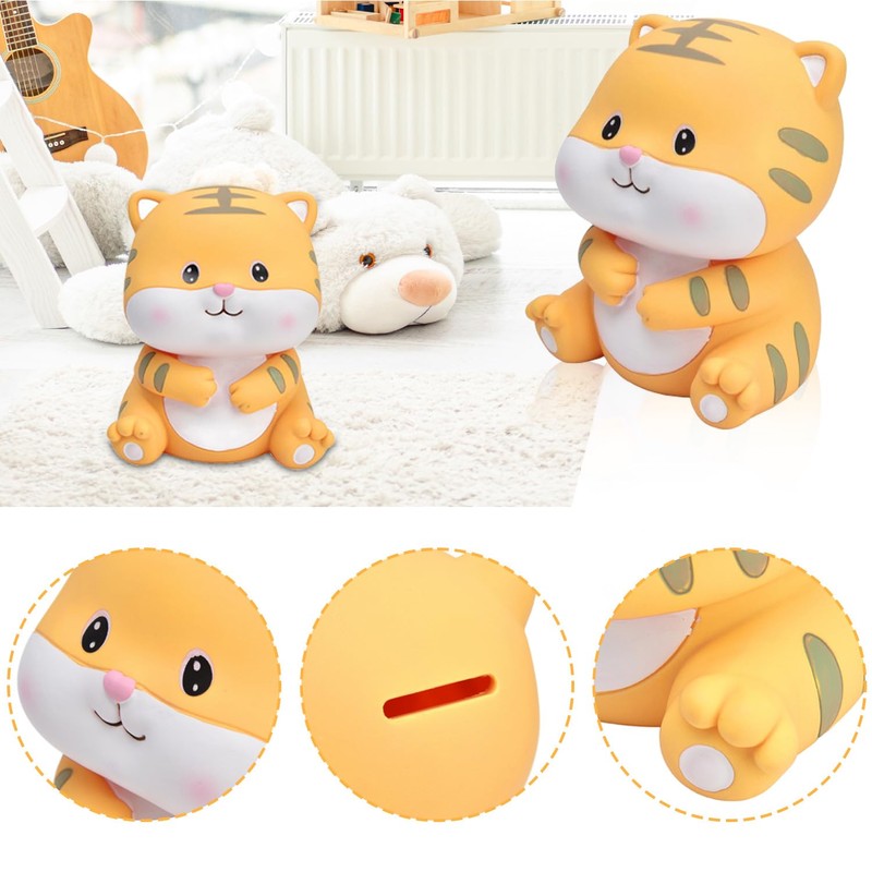 Tissting Tiger Piggy Bank, Resin Coin Storage Pot Anti-Slip Decorative