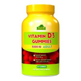 ALFA VITAMINS Vitamin D3 500IU - High Potency Gummies for Adults Supports Bones & Joint Health + Immune System & Muscle Function - 60 Gummies