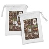 Ambesonne Brown Fabric Pouch Set of 2, Collage of Coffee