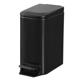 ELPHECO Small Bathroom Trash Can with Lid Soft Close 1.8 Gallon / 6.8 Liter Stainless Steel Garbage Can Slim Black Garbage Bin for Toilet, Office, Bedroom (Matte Black)