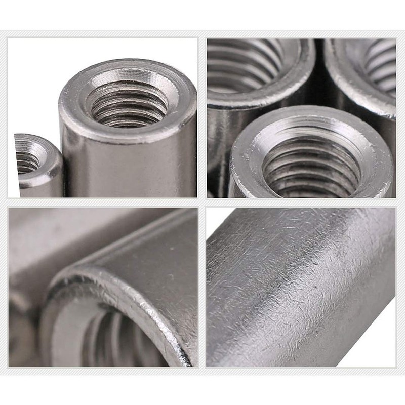 Dreneco Round Connector Nuts, Stainless Steel Coupling Nut (M10×16×40mm,2 pcs)