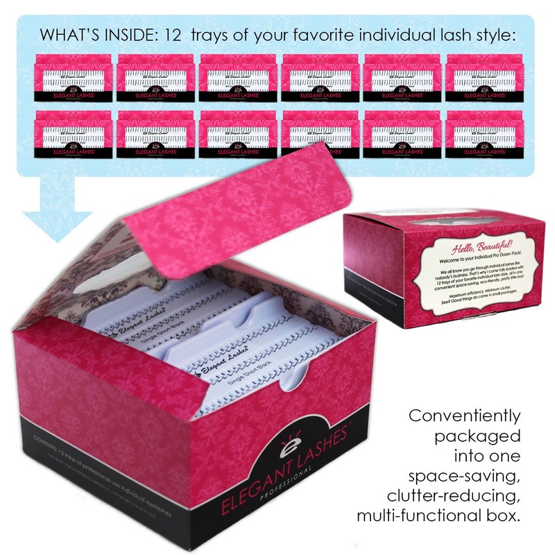 Elegant Lashes Individual Single X-Short Brown Lashes (Pro Dozen Pack