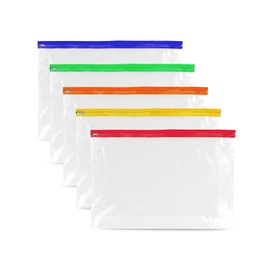 5 A4 Plus Zip Pouch Document Wallet - 370mm x 260mm Assorted Color, Stylish File Storage Zip Bag - Waterproof, Ziplock Document Holder