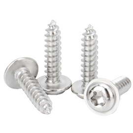 QANCEN Pack of 50 M4 x 20 mm Torx Flat Head Wood Screws, Stainless Steel Self Tapping Screws with Flat Head and Disc, A2 V2A Rustproof, Self-Tapping, Full Thread Screws