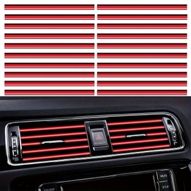 Pack of 20 Youzzei Car Air Vent Decoration, 20 cm DIY Car Air Vent Decoration, PVC Car Decoration, Interior Ventilation Grille, Interior Strips for Most Air Vents (Red)