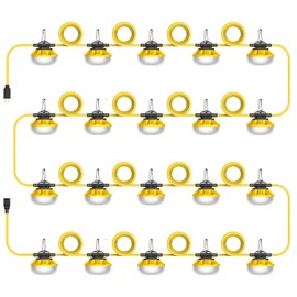 Construction Lights String Temporary Lighting - 200ft Work Light Stringer with 20 Integrated Jobsite LED Lights, 20000LM Super Bright Led Work Lights Carabiner Hooks-20 Lights