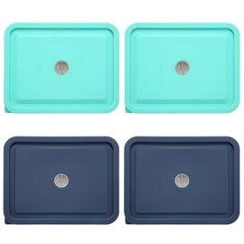 Replacement Lids for Pyrex 7211-PC 6 Cup Rectangle, Silicone Storage Cover Lid for Glass Bowl 4 Pack with Date Mark