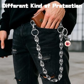 Lestp 2Pcs Wallet Chain Goth Keychain Skull Pant Chains Jean Pocket Chains for Men Women Cool Heavy Wallet Chain for Belt Biker Fashion Goth Accessories Stuff 2025 Unisex Hip Pop Punk Essential