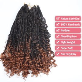 Goddess Crochet Braids Hair Extensions for Women 18 Inch 7 Packs 490g，#1B/30 Ombre Color Curly Boho Braids Crochet Hair