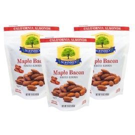 Maple Bacon Roasted Almonds Sweet Savory Smoked Snack Nuts Steam Pasteurized from the Sohnrey Family Farm 3-Pack of 16 oz Pouches