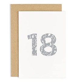 Old English Co. 18th Birthday Card for Him Her - Flora Age Number Card for 18th Birthday Party - Card for Brother, Sister, Niece, Nephew | Blank Inside with Envelope