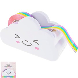 JLEivvi Tape Desk Dispenser, Mini Tape Dispenser Desktop Tape Dispenser Cloud Tape Cutter with Rainbow Novelty, Tape Dispenser Desk Accessories for Home School Office, White