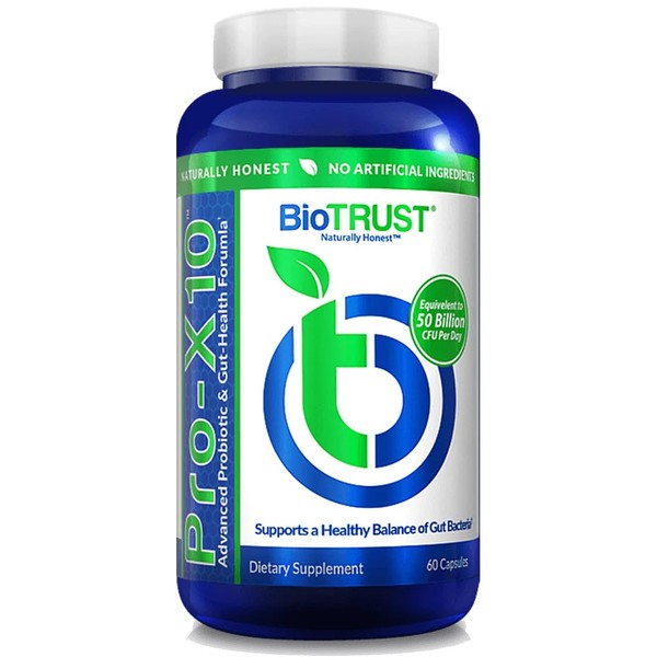 BioTrust Pro-X10 2.0 Probiotic Supplement - Probiotics for Digestive Health with Prebiotics - Immune System Support and GI Health - Free from Gluten, Soy and Dairy, Non GMO - 60 Capsules