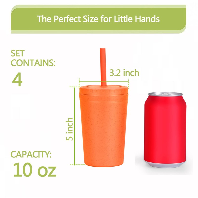 Homestockplus Reusable Wheat Straw Cups with Lids and Silicone Straws,