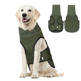 Dog Anxiety Relief Vest with Ear Muffs Calming Dog Anxiety Jacket with Reflective Strips Calming Coat Turtleneck for Noise and Stress Relief (Green, XL)