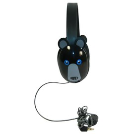 2810-BLB Listening First Headphones, Black Bear Motif; Adjustable and Flexible Headband; Slotted Baffles in Ear Cups; 3.5mm Plug; 5.5-Foot Attached Cord