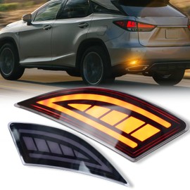 GEEGEETOP Full Lens LED Rear Reflector Bumper Fog Light Assembly kit for Lexus RX350 Base/F Sport 2020-2022,for RX350 L Base 2020-2022,Sequential Turn Signal Light & Brake Light & DRL,2pc (BLACK)