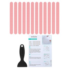 PATIKIL Bathtub Non Slip Stickers 7.87x0.79 Inch, 12 Pack Safety Shower Floor Anti Slip Stickers with Adhesive Decals Scraper for Bath Tub Shower Floor Stair, Pink