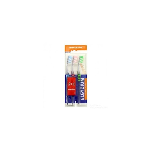 ELGYDIUM Brosse à Dents INTER ACTIVE MEDIUM, box of 3