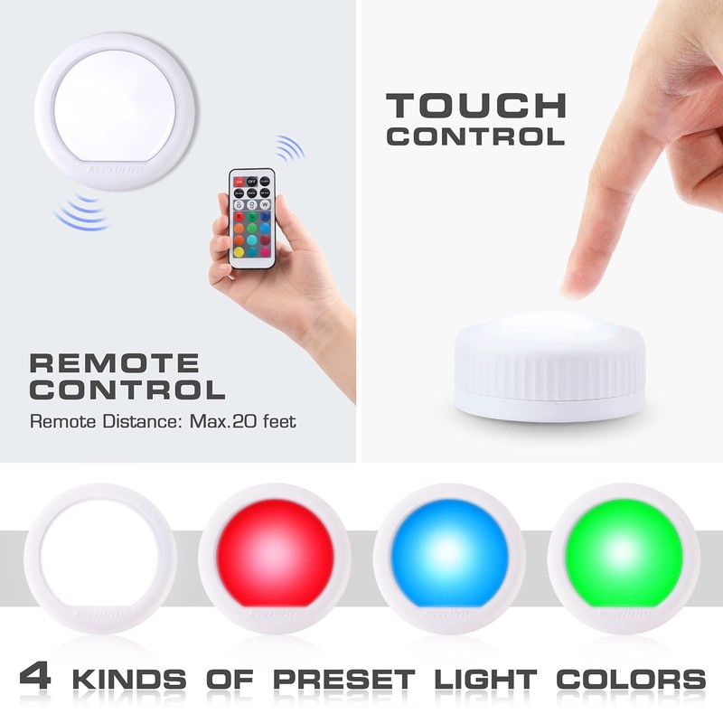EverBrite Tap Light, Push Light, LED Puck Lights with 12
