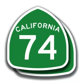 The Decal And Sticker Mafia CALIFORNIA STATE ROUTE 74 STICKER 2 Decals Road Sign Bogo Highway Pines to Palms - 3"W x 3.1"H