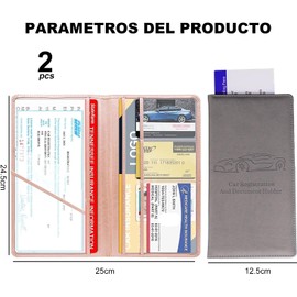 Soporte para Registro y Seguro de Automóvil, Organizador de Guantera para Documentos Tarjeta Vehículo, (Gris + Rosa)