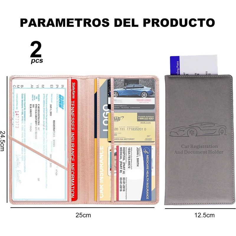 Soporte para Registro y Seguro de Automóvil, Organizador de Guantera