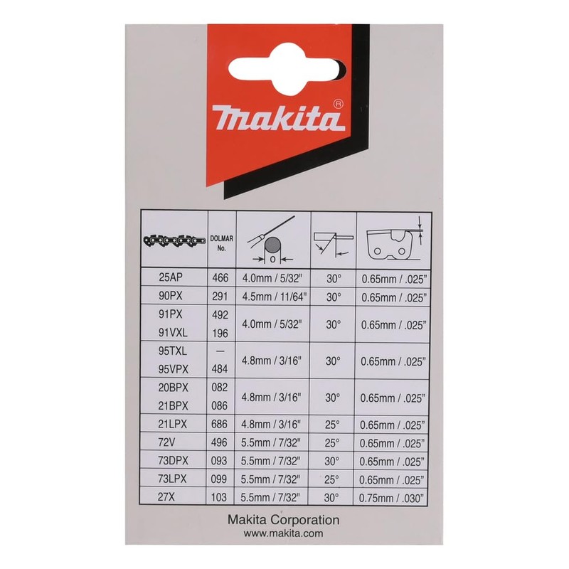 Makita 191H12-3 Chainsaw Chain 40 cm, 91PX, 56 Drive Links,
