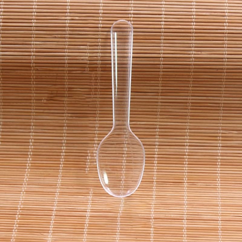 TOYMYTOY 100pcs Disposable Transparent Mini Spoons 8.5cm Individual Packing Bag