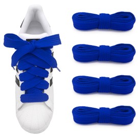 UamGlsob 2 Pairs 3/4''(2cm) Fat Flat Shoe Laces, 39''-63'' Length Flat Thick Wide Shoelaces, Shoe Strings Replacement Laces for Skate Shoes (Blue-01, 27"/70cm)