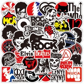 Pack of 100 Rock Band Punk Stickers, Vintage Rock Band Sticker Set, Classic Rock Stickers, Metal Punk Music Stickers, Waterproof Vinyl Graffiti Stickers for Laptop, Skateboard, Guitar