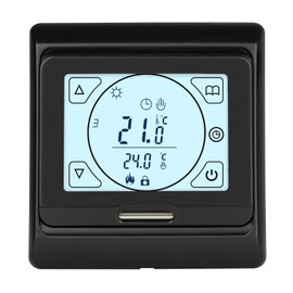 E91 Digital Thermostat Room Controller with Touch Display and EXT Sensor 10 kOhm, for Underfloor Heating Electric & Water Fed