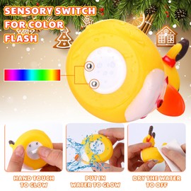 Hollowfly 16 Pcs Christmas Light up Ducks with Gift Box for Christmas Stocking Stuffers Floating Bath Toys Gifts Set Novelty Christmas Rubber Ducks for Kids Toddlers Boys Girls Xmas Party Favor Gift