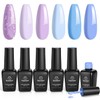 Beetles Gel Nail Polish Set 6 Colors Glitter Sky Blue